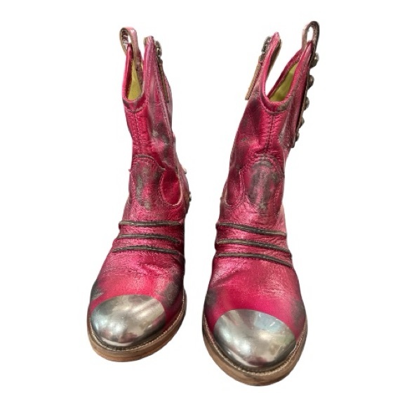 BALDAN metallic hot pink embellished ankle cowgirl boots, size 38 EU, Never worn - Picture 2 of 15